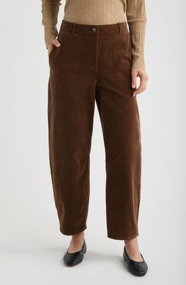 Eileen Fisher Eileen Fisher Stretch Organic Cotton Corduroy Arch Wide Leg Ankle Pants