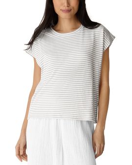 Eileen Fisher Eileen Fisher Striped Cotton Slub Cap Sleeve Top