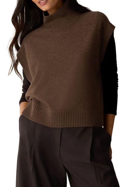 Eileen Fisher Eileen Fisher Turtleneck Cap Sleeve Wool Sweater