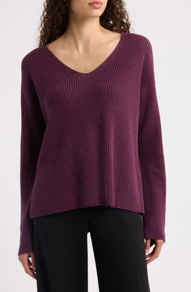 Eileen Fisher Eileen Fisher V-Neck Organic Cotton & Tencel Lyocell Sweater