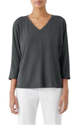 Eileen Fisher Eileen Fisher V-Neck Three-Quarter Sleeve Top