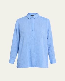 Eileen Fisher Gauzy Striped Organic Cotton Shirt