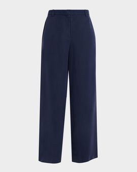Eileen Fisher High-Waist Linen-Silk Twill Pants
