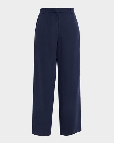 Eileen Fisher High-Waist Linen-Silk Twill Pants