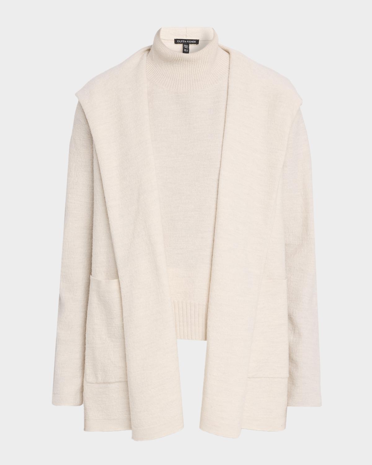 Eileen Fisher Hooded Open-Front Wool Cardigan