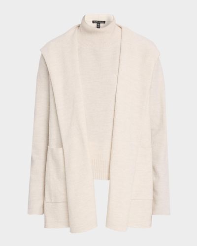 Eileen Fisher Hooded Open-Front Wool Cardigan
