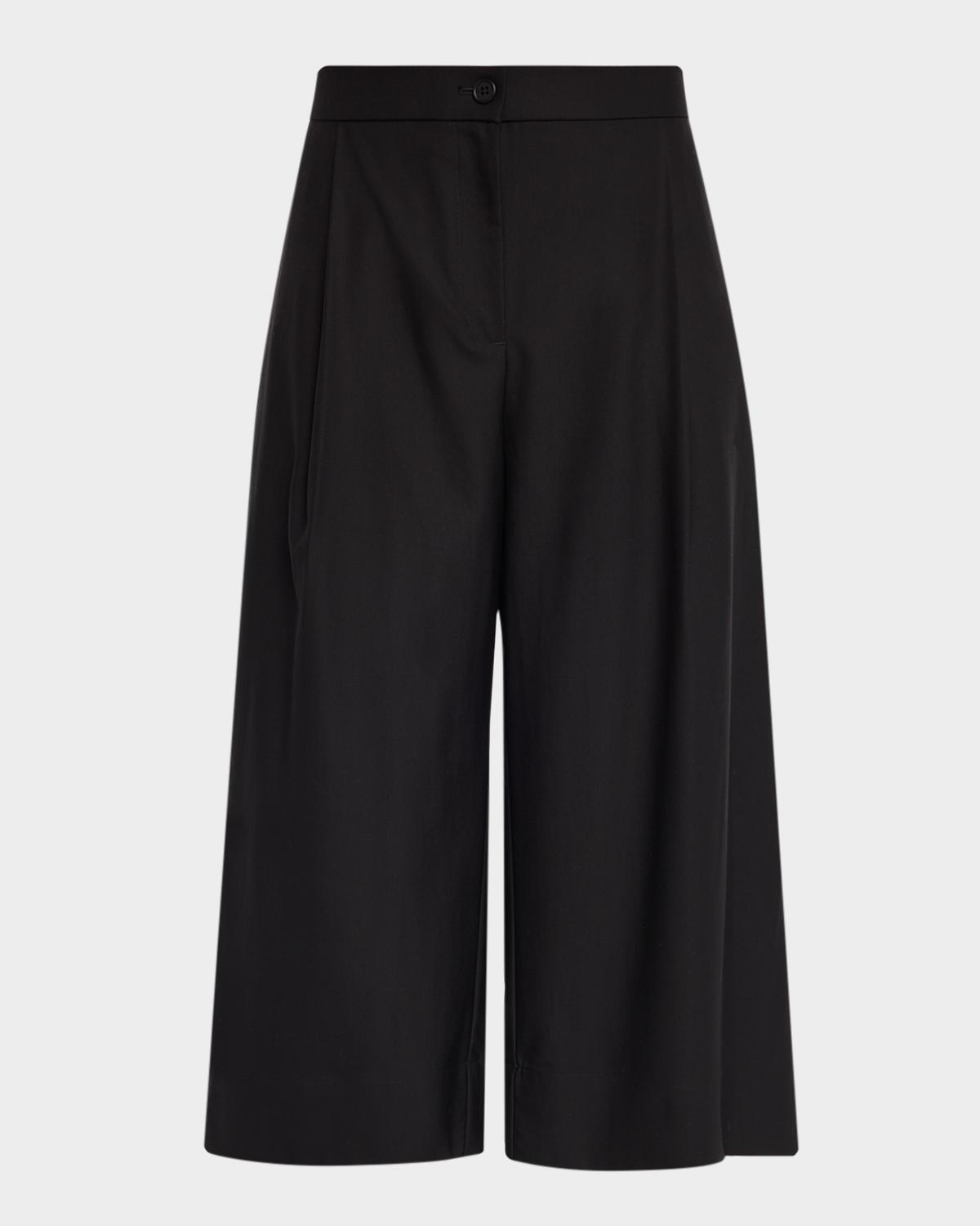 Eileen Fisher Pleated Wide-Leg Wool Culotte Pants