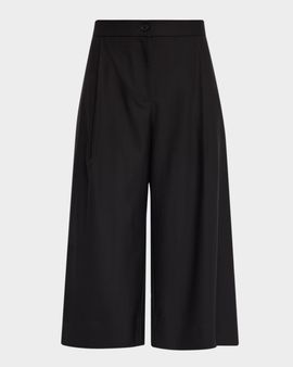 Eileen Fisher Pleated Wide-Leg Wool Culotte Pants