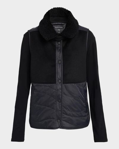 Eileen Fisher Quilted Fleece-Trim Vest