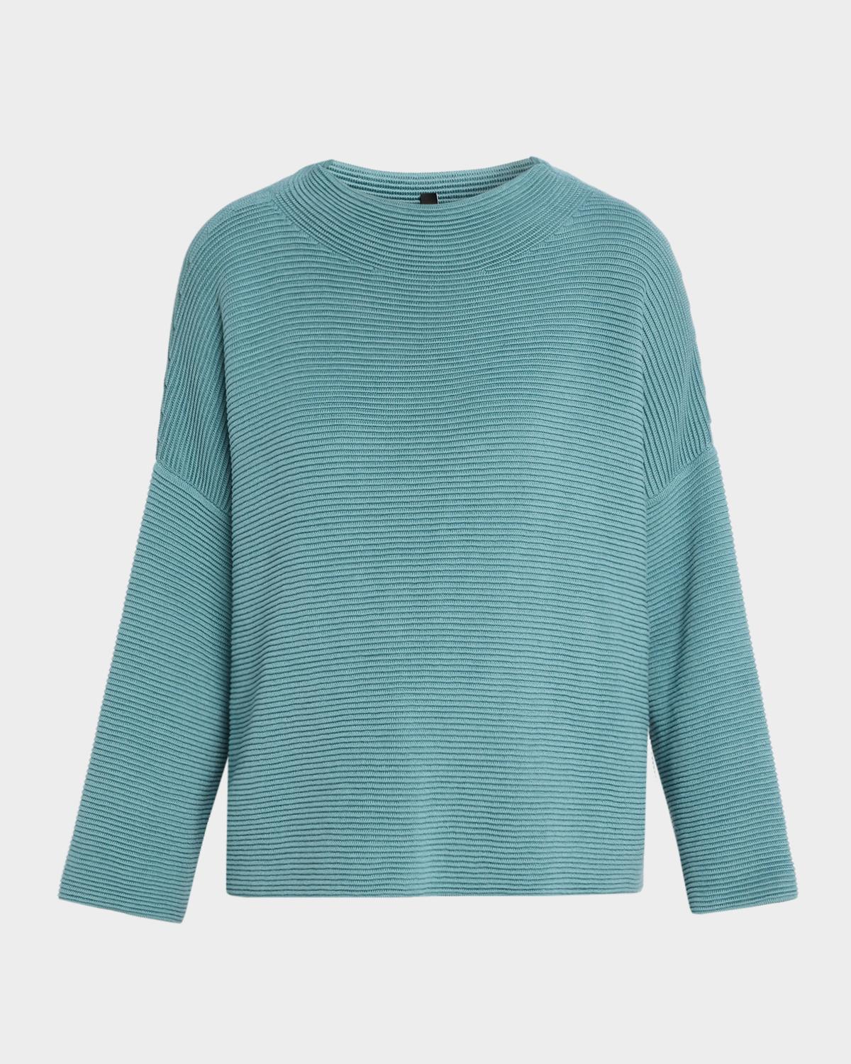 Eileen Fisher Ribbed Funnel-Neck Sweater