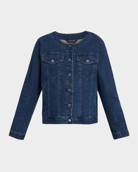 Eileen Fisher Scoop-Neck Denim Jacket