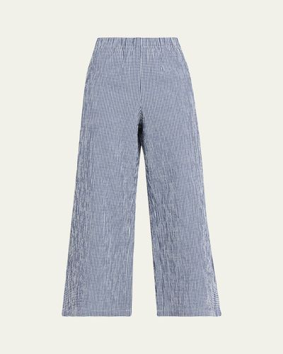 Eileen Fisher Seersucker Check Organic Cotton Pants