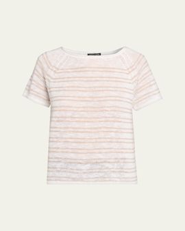 Eileen Fisher Slubby Bateau-Neck Striped Sweater