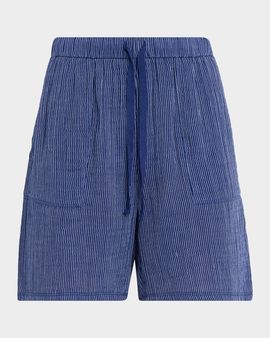 Eileen Fisher Striped Gauzy Organic Cotton Shorts