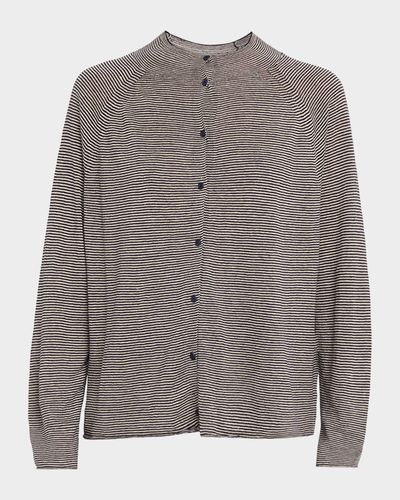 Eileen Fisher Striped Organic Linen-Cotton Cardigan