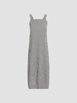 Eileen Fisher Women's Crinkled Check Lantern Midi Dress
