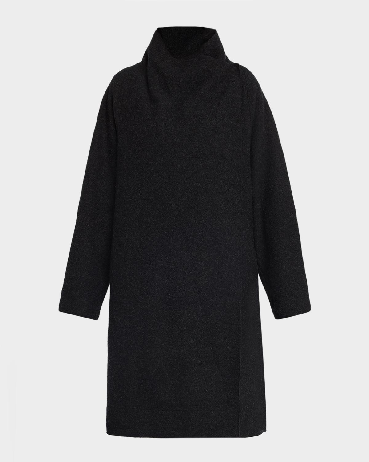 Eileen Fisher Wrap-Front Boiled Wool Coat