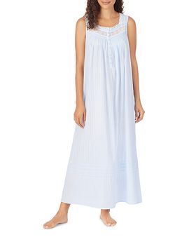 Eileen West Eileen West Cotton Dobby Striped Lace Trim Ballet Nightgown