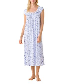 Eileen West Eileen West Printed Cotton Jersey Cap Sleeve Nightgown