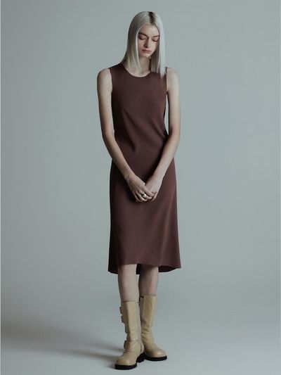 EITHEROF Back Open Slim dress ITO3EOP920 (BROWN)