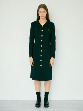 EJnolee EJnolee WHITE Flame Petal Collar Midi Dress [Black]