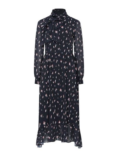 EJnolee Printed Ribbon Long Dress (Black)