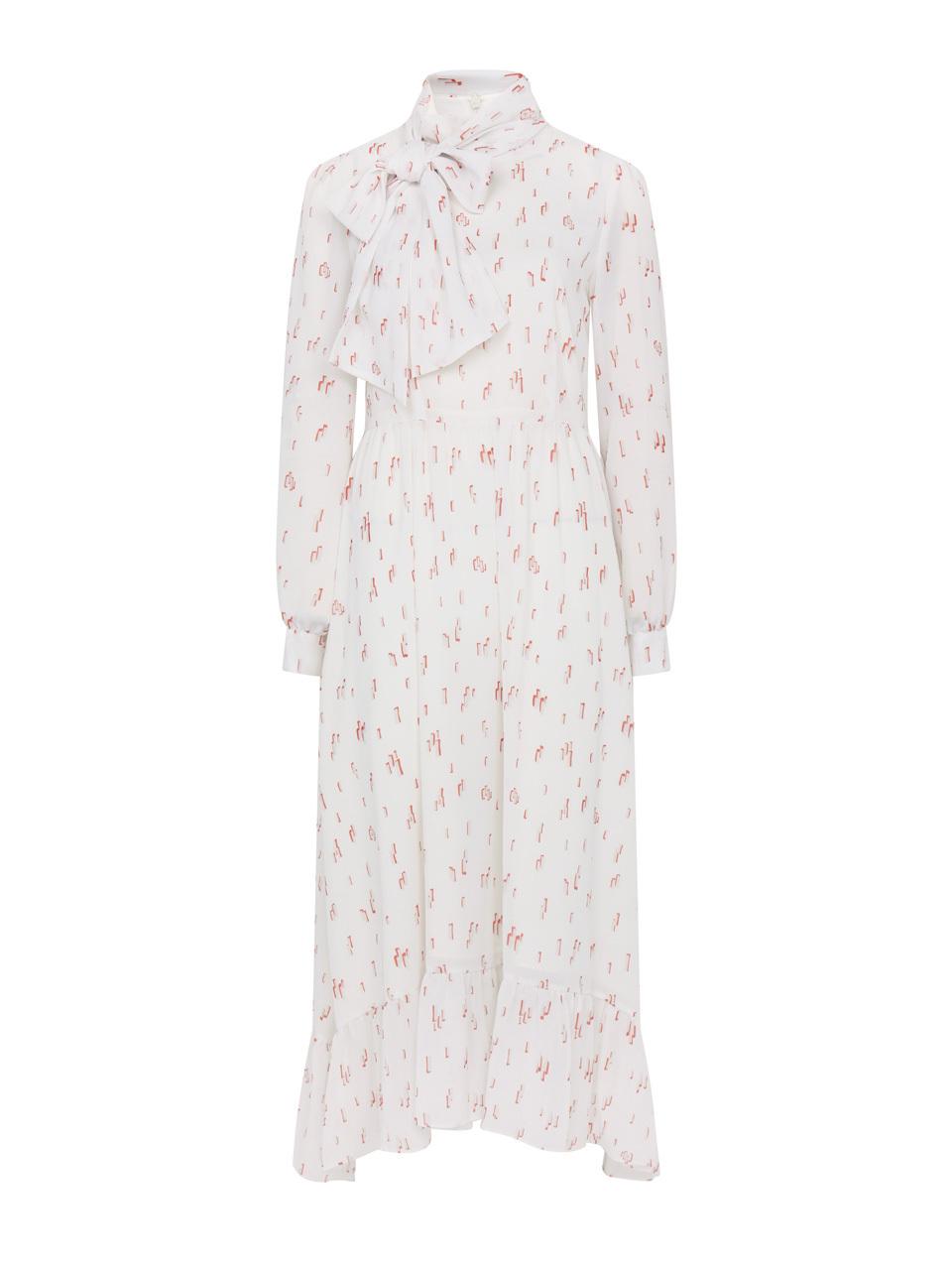 EJnolee Printed Ribbon Long Dress [Ivory]