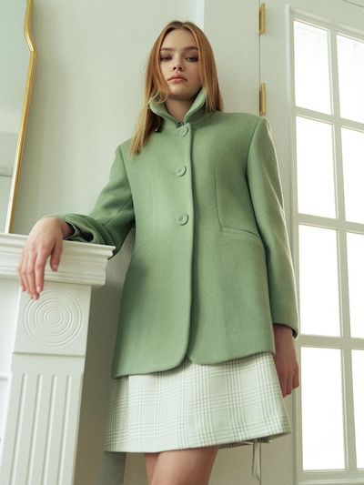 EJnolee Wool Half Coat [GREEN]