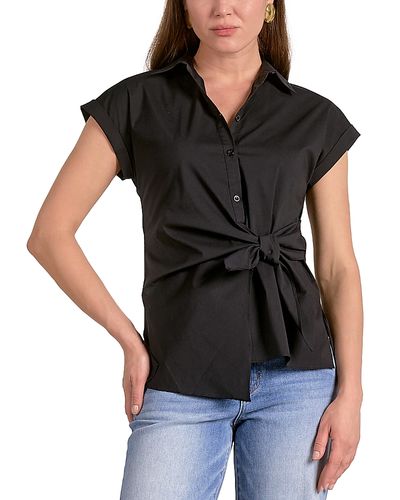Elan Elan Button Down Tie Waist Shirt