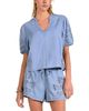 Elan Elan Chambray Split Neck Top - 5