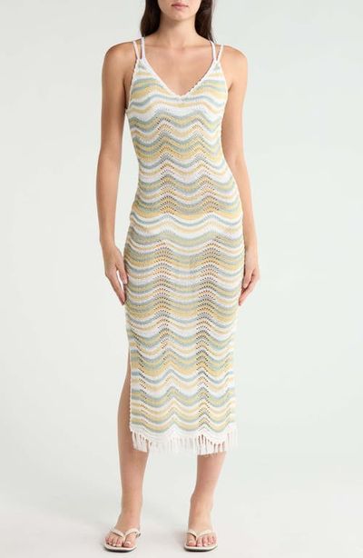 Elan Elan Chevron Fringe Cover-Up Maxi Dress