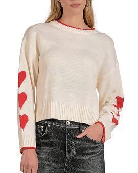 Elan Elan Crewneck Heart Sleeve Sweater