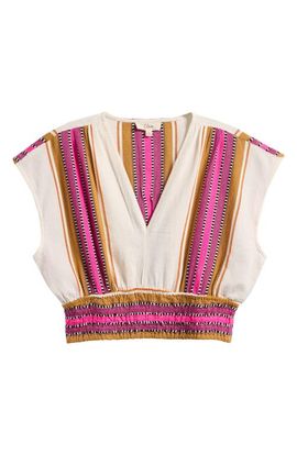 Elan Elan Elastic Waist Crop Cover-Up Top