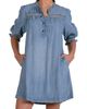Elan Elan Elbow Sleeve Denim Dress - 3