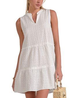 Elan Elan Eyelet Sleeveless Mini Dress