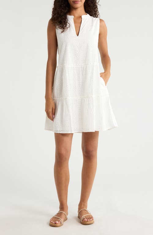 Elan Elan Eyelet Tiered Sleeveless Cover-Up Minidress
