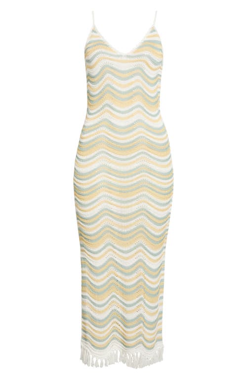 Elan Elan Fringe Open Stitch Sleeveless Cover-Up Knit Midi Dress