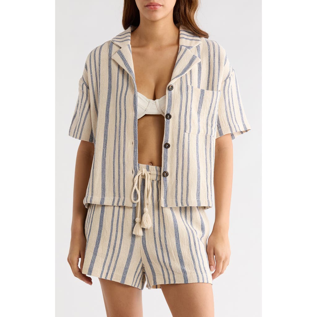 Elan Elan Knit Short Sleeve Button-Up Cover-Up Shirt