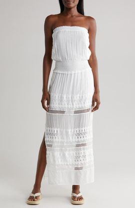 Elan Elan Lace Strapless Cover-Up Maxi Dress
