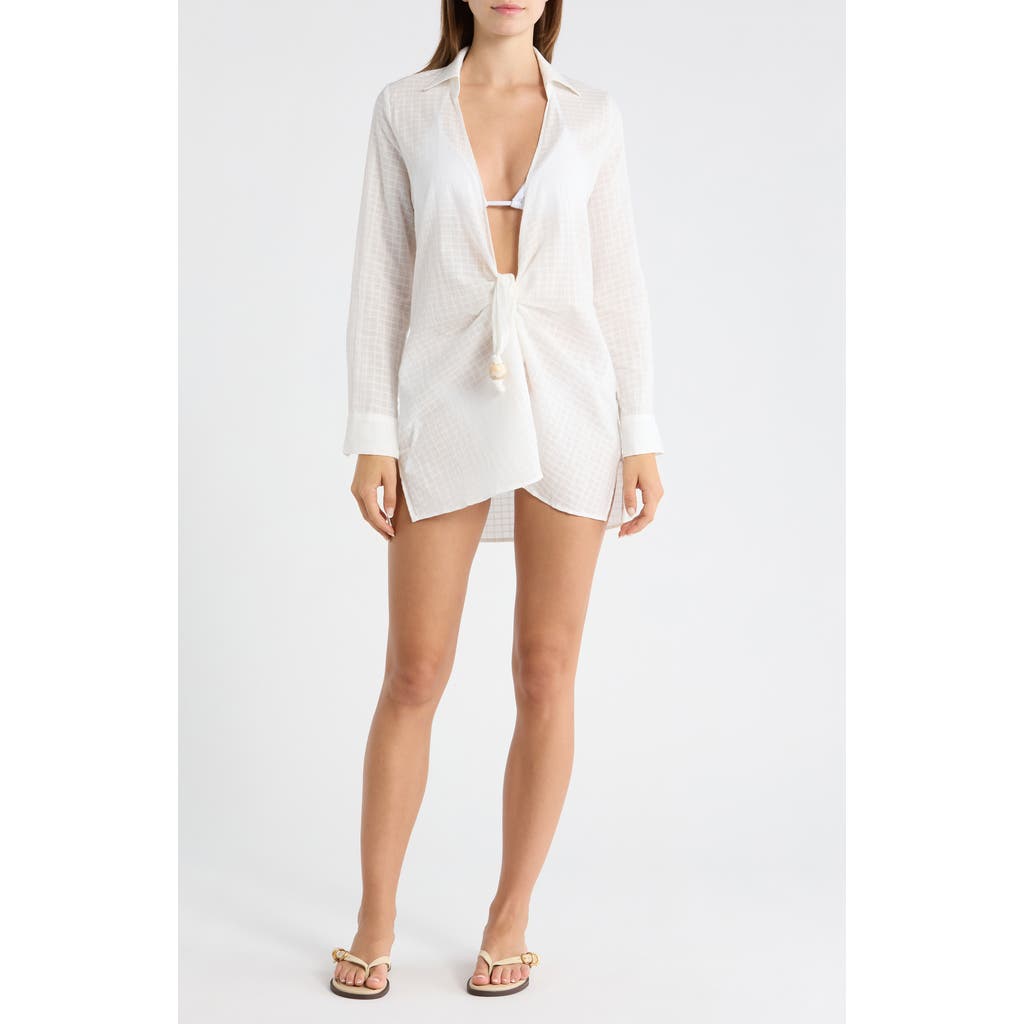 Elan Elan Long Sleeve Semisheer Cotton Cover-Up