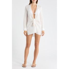 Elan Elan Long Sleeve Semisheer Cotton Cover-Up