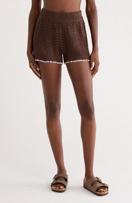 Elan Elan Open Knit Cover-Up Shorts