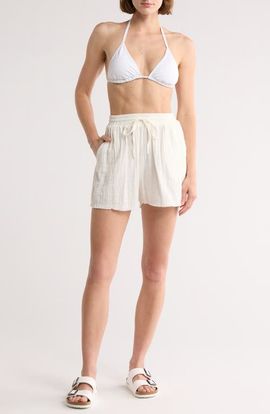 Elan Elan Raw Hem Cotton Cover-Up Shorts