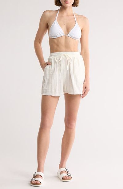 Elan Elan Raw Hem Cotton Cover-Up Shorts