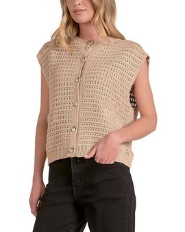 Elan Elan Sleeveless Open Knit Cardigan