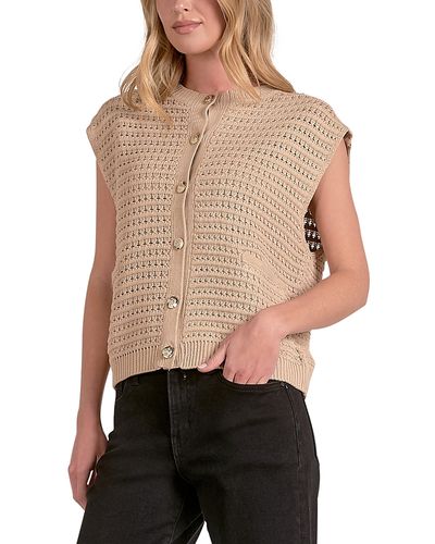 Elan Elan Sleeveless Open Knit Cardigan