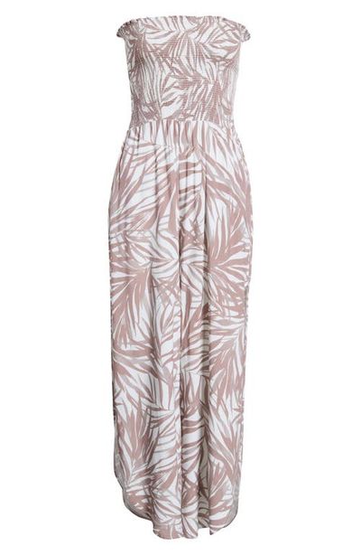 Elan Elan Strapless Smocked Bodice Cover-Up Jumpsuit