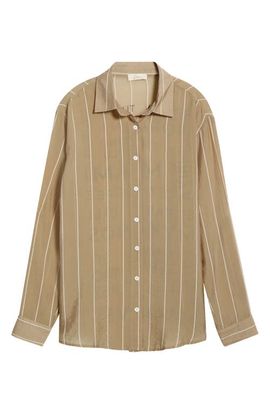 Elan Elan Stripe Button-Up Cover-Up Shirt