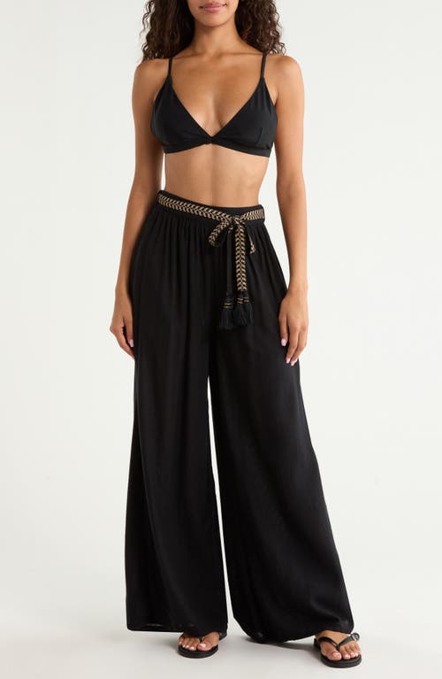 Elan Elan Tie Belt Wide Leg Cover-Up Pants