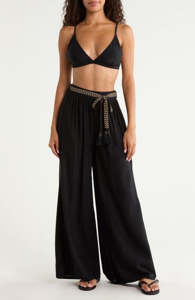 Elan Elan Tie Belt Wide Leg Cover-Up Pants